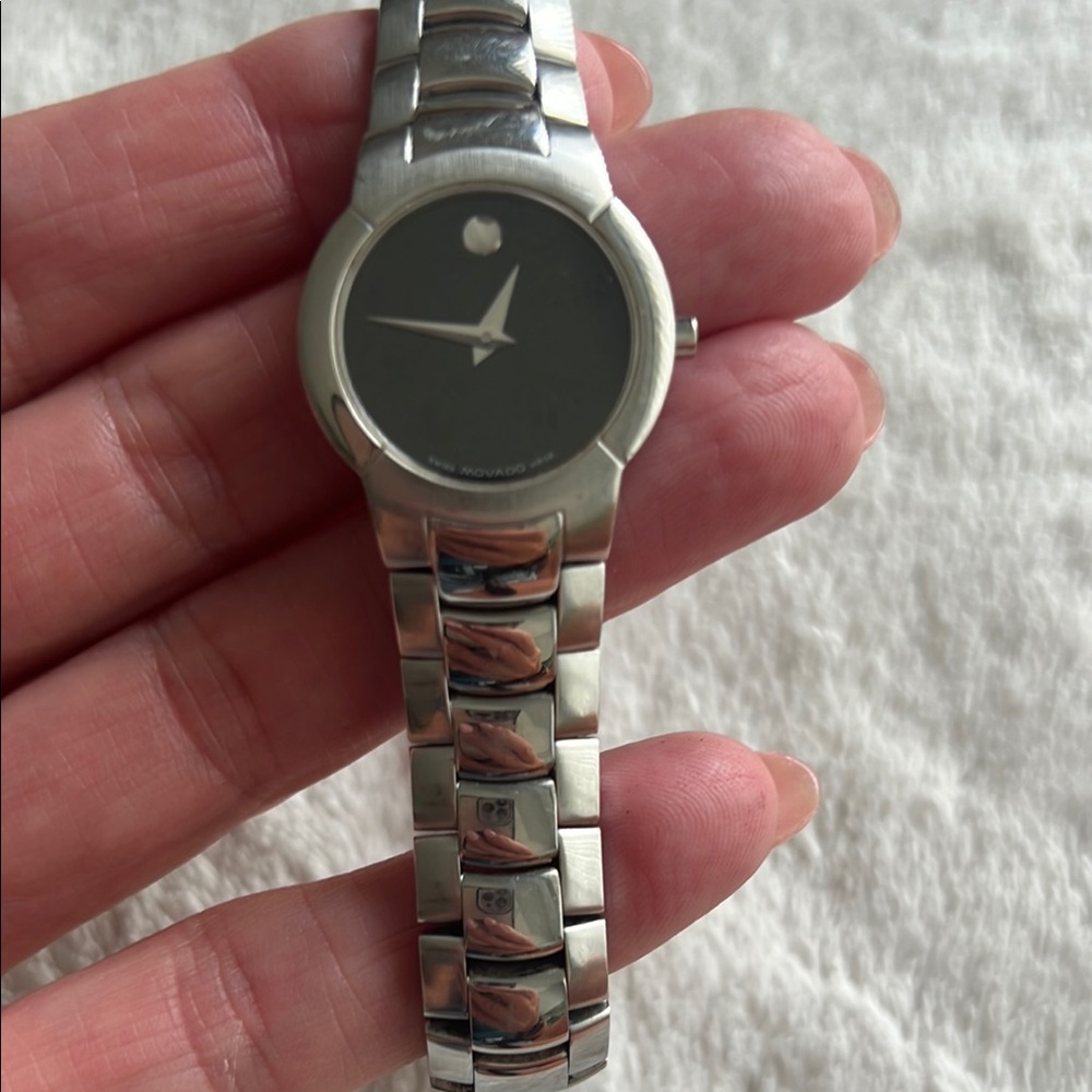 Movado Silver Black Minimalist Design
